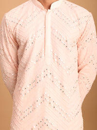 Thumbnail for Shrestha by Vastramay Men's Pink And Cream Georgette Kurta And Dhoti Pant Set - Distacart