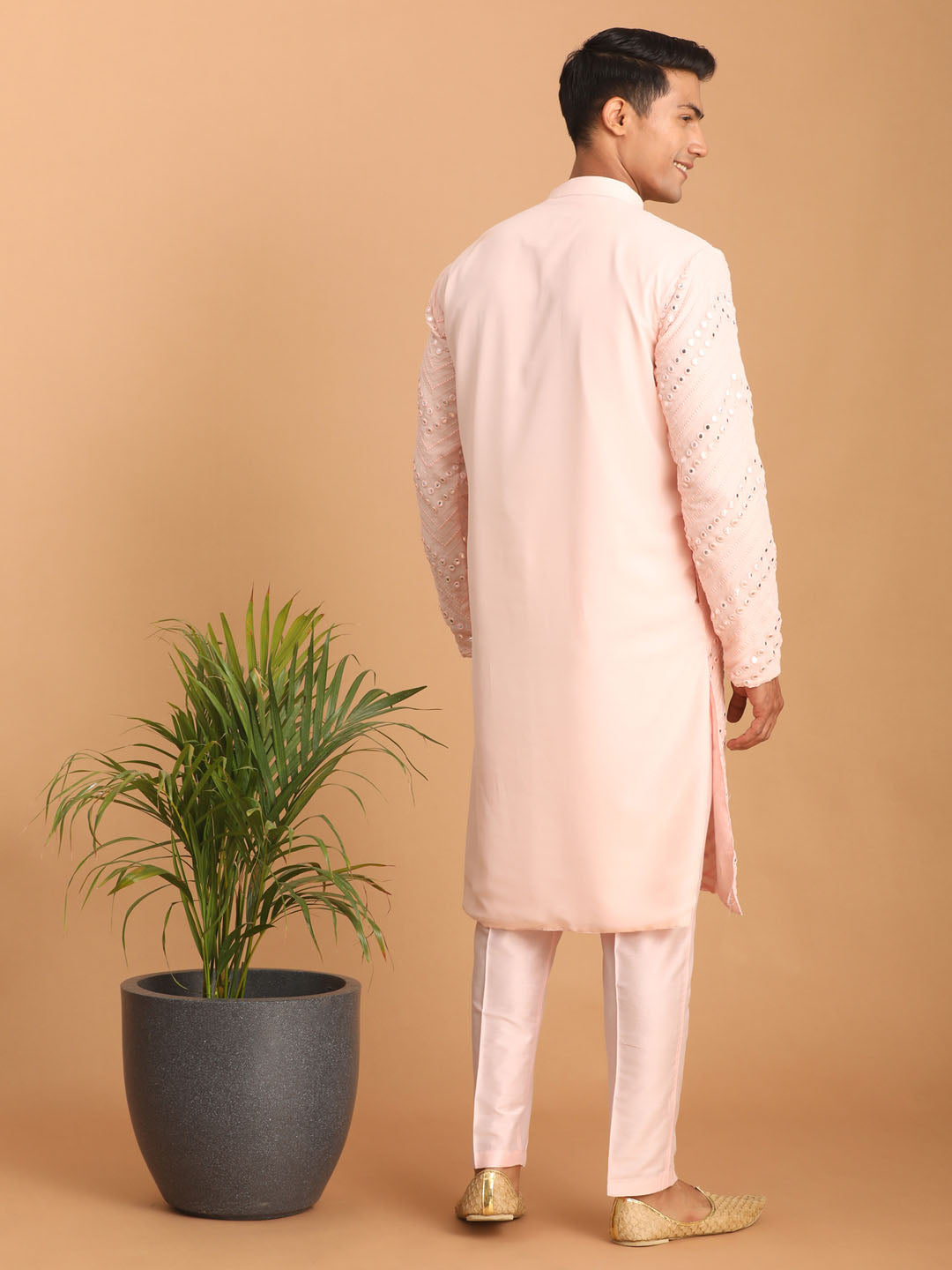 Shrestha by Vastramay Men's Pink Georgette Kurta Pyjama Set - Distacart