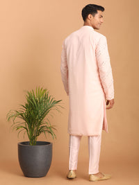 Thumbnail for Shrestha by Vastramay Men's Pink Georgette Kurta Pyjama Set - Distacart