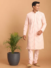 Thumbnail for Shrestha by Vastramay Men's Pink Georgette Kurta Pyjama Set - Distacart