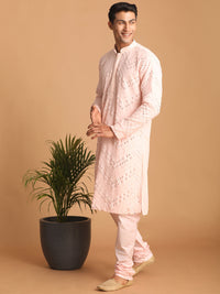 Thumbnail for Shrestha by Vastramay Men's Pink Georgette Kurta Pyjama Set - Distacart