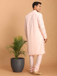 Thumbnail for Shrestha by Vastramay Men's Pink Georgette Kurta Pyjama Set - Distacart