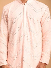 Thumbnail for Shrestha by Vastramay Men's Pink Georgette Kurta Pyjama Set - Distacart