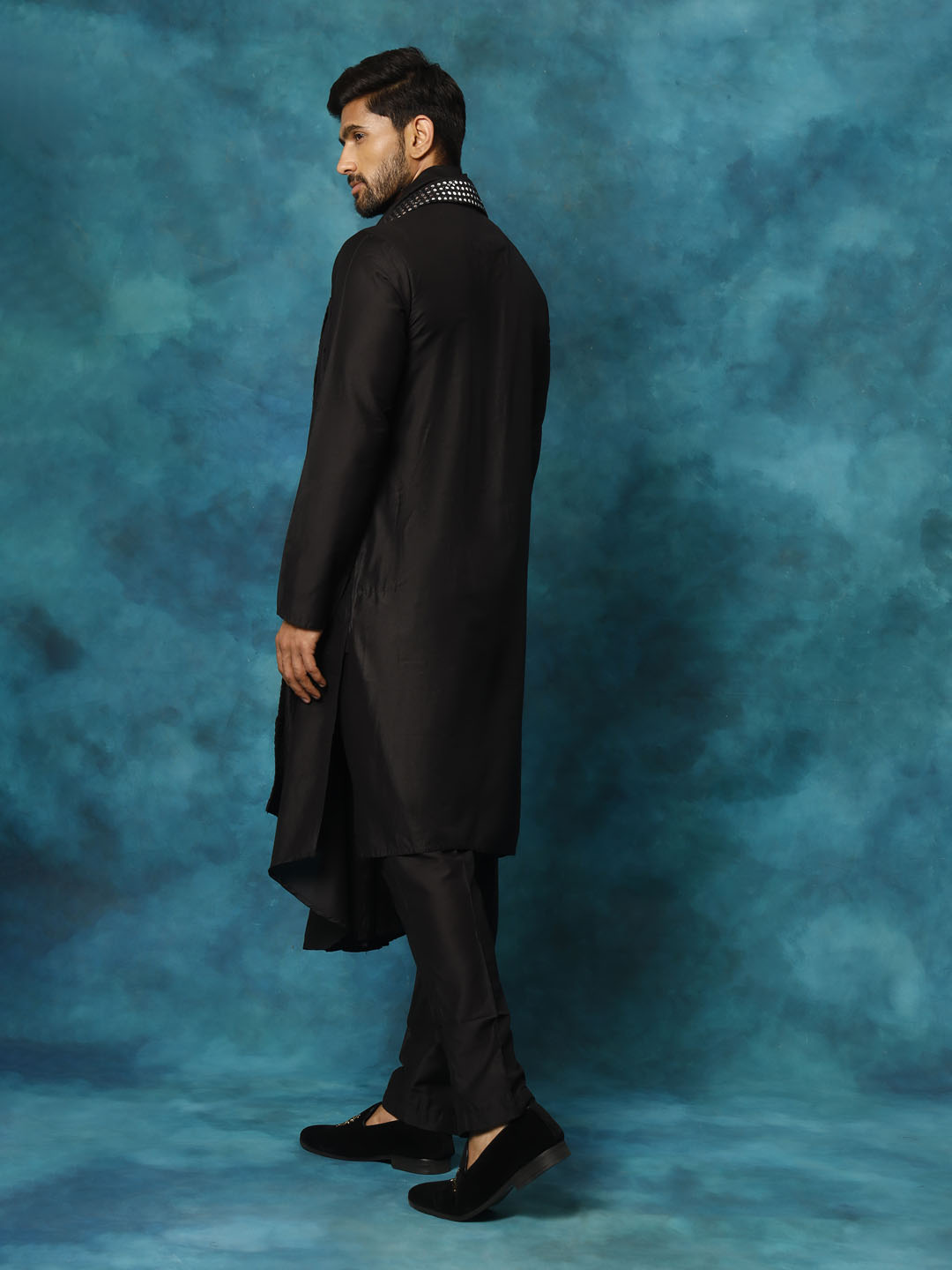 Shrestha by Vastramay Men's Black Viscose Blend Kurta, Pyjama & Dupatta Set - Distacart