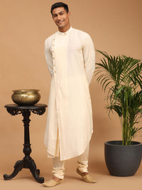 Thumbnail for Shrestha by Vastramay Men's Cream Viscose Blend Kurta Pyjama Set With Dupatta - Distacart