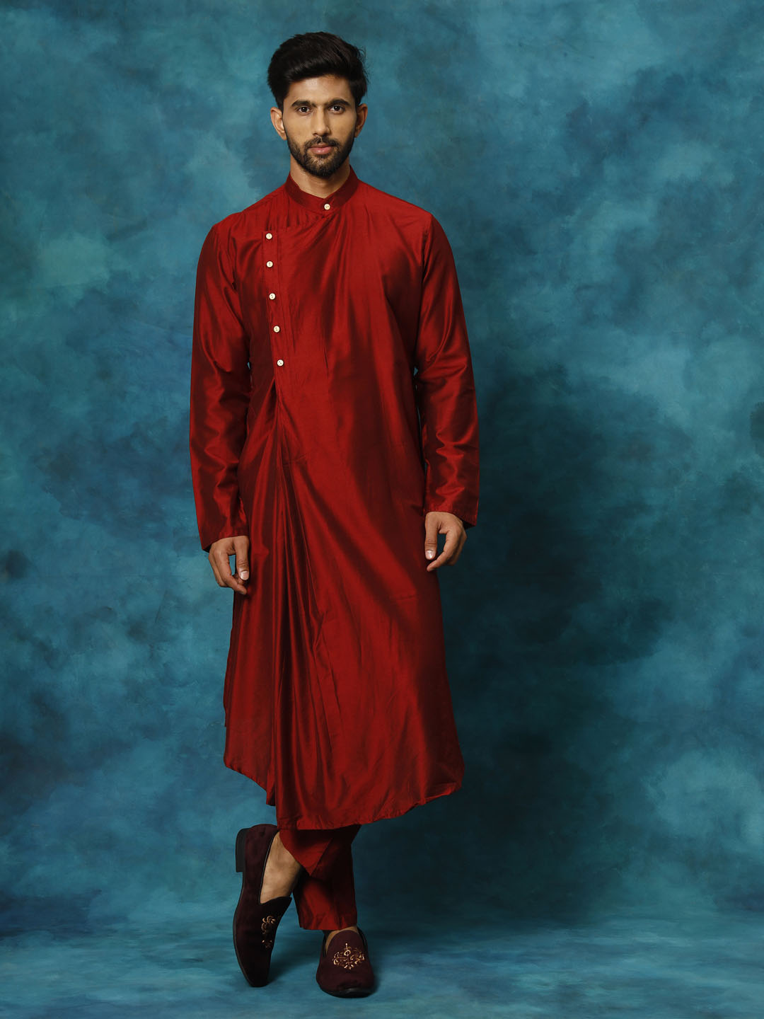 Shrestha by Vastramay Men's Maroon Viscose Blend Kurta - Distacart