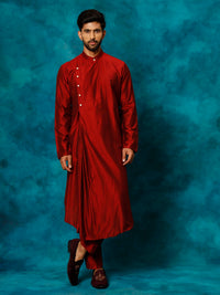 Thumbnail for Shrestha by Vastramay Men's Maroon Viscose Blend Kurta - Distacart