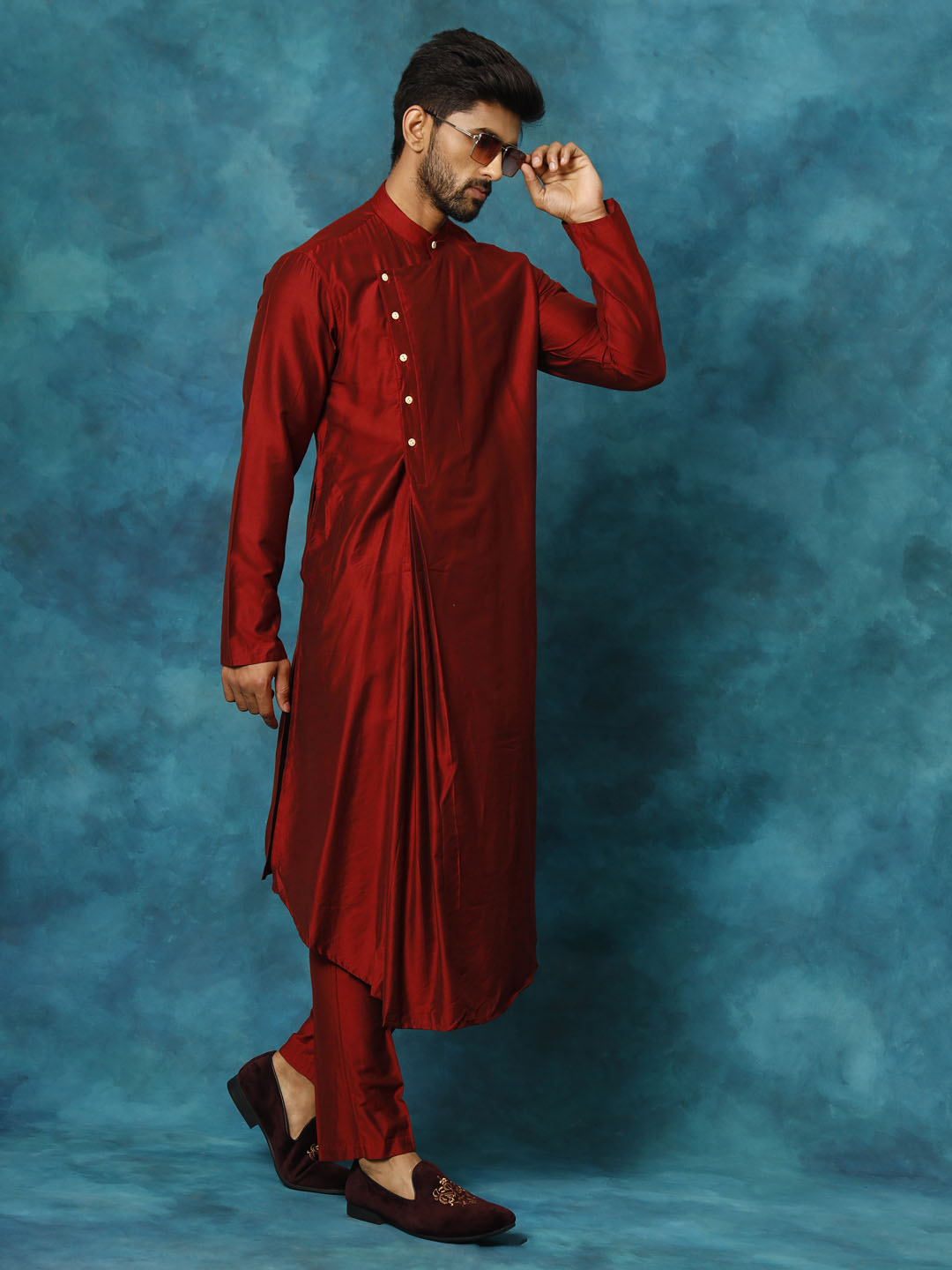 Shrestha by Vastramay Men's Maroon Viscose Blend Kurta - Distacart