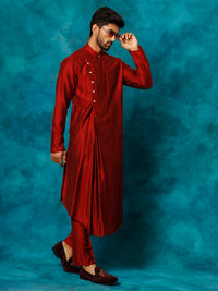 Thumbnail for Shrestha by Vastramay Men's Maroon Viscose Blend Kurta - Distacart