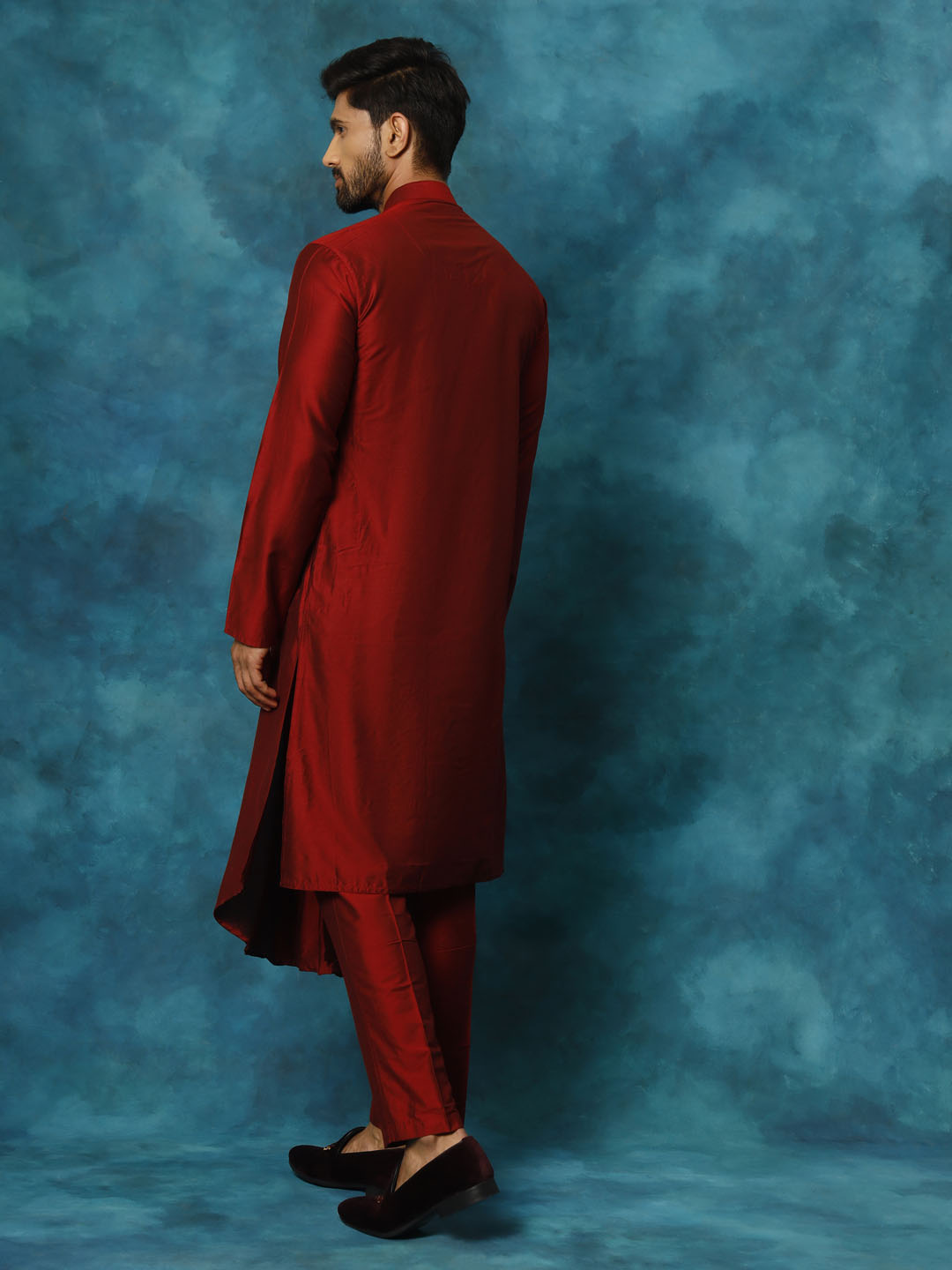 Shrestha by Vastramay Men's Maroon Viscose Blend Kurta - Distacart