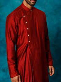 Thumbnail for Shrestha by Vastramay Men's Maroon Viscose Blend Kurta - Distacart