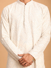 Thumbnail for Shrestha by Vastramay Men's Grey Georgette Kurta And Pyjama Set - Distacart