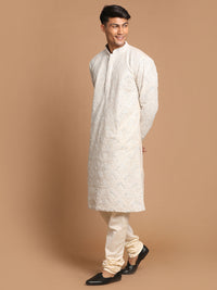 Thumbnail for Shrestha by Vastramay Men's Grey And Cream Georgette Kurta Pyjama Set - Distacart