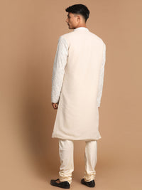 Thumbnail for Shrestha by Vastramay Men's Grey And Cream Georgette Kurta Pyjama Set - Distacart