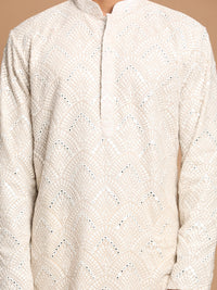 Thumbnail for Shrestha by Vastramay Men's Grey And Cream Georgette Kurta Pyjama Set - Distacart