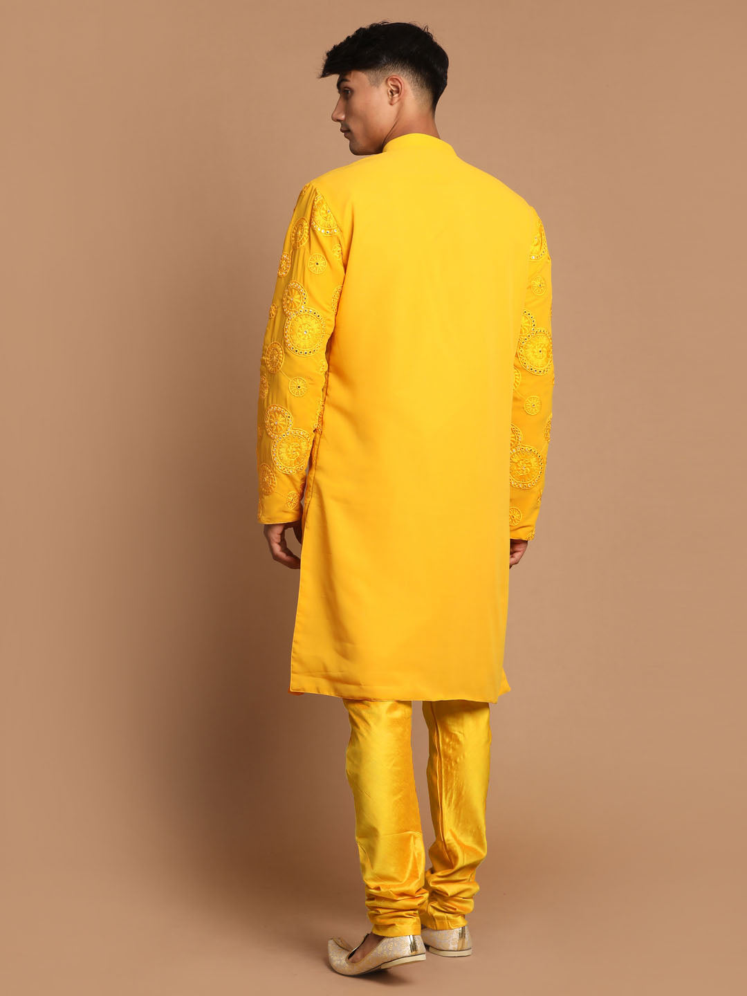Shrestha by Vastramay Men's Yellow Georgette Kurta Pyjama Set - Distacart