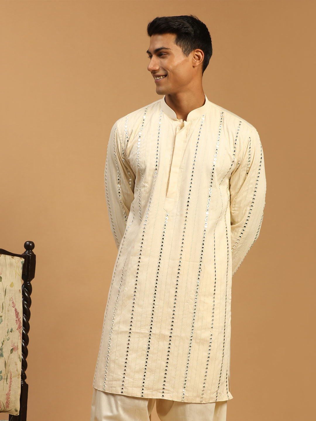 Shrestha by Vastramay Men's Cream Viscose Kurta - Distacart