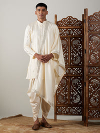 Thumbnail for Shrestha by Vastramay Men's Cream Viscose Kurta And Dhoti Set - Distacart