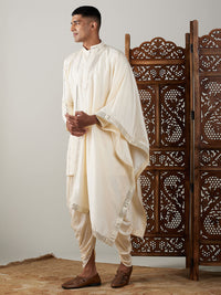Thumbnail for Shrestha by Vastramay Men's Cream Viscose Kurta And Dhoti Set - Distacart