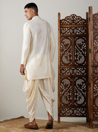 Thumbnail for Shrestha by Vastramay Men's Cream Viscose Kurta And Dhoti Set - Distacart