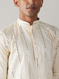 Thumbnail for Shrestha by Vastramay Men's Cream Viscose Kurta And Dhoti Set - Distacart