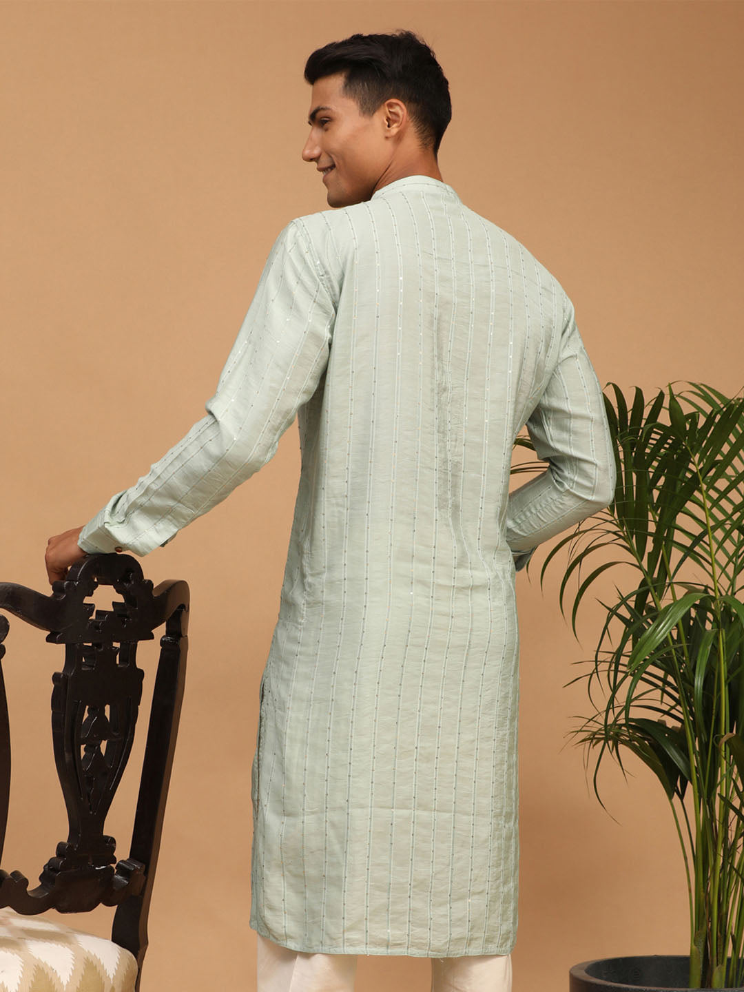 Shrestha By Vastramay Men's Green Cotton Blend Kurta - Distacart