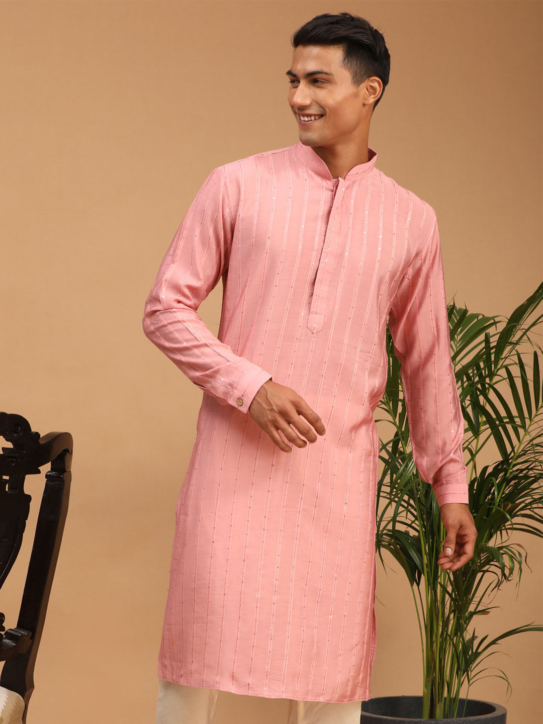 Shrestha By Vastramay Men's Purple Cotton Blend Kurta - Distacart