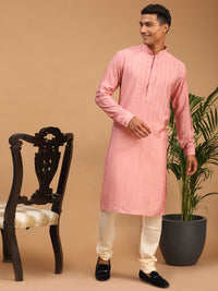 Thumbnail for Shrestha By Vastramay Men's Purple And Cream Cotton Blend Kurta Pyjama Set - Distacart