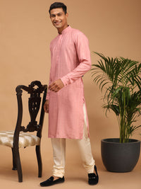 Thumbnail for Shrestha By Vastramay Men's Purple And Cream Cotton Blend Kurta Pyjama Set - Distacart