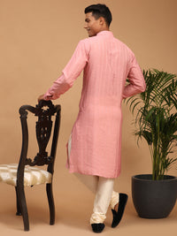 Thumbnail for Shrestha By Vastramay Men's Purple And Cream Cotton Blend Kurta Pyjama Set - Distacart