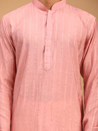 Thumbnail for Shrestha By Vastramay Men's Purple And Cream Cotton Blend Kurta Pyjama Set - Distacart