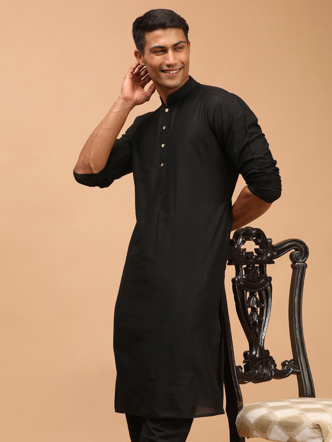 Shrestha By Vastramay Men's Black Viscose Kurta - Distacart