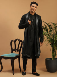 Thumbnail for Shrestha By Vastramay Men's Black Viscose Kurta, Pyjama & Dupatta Set - Distacart