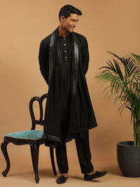 Thumbnail for Shrestha By Vastramay Men's Black Viscose Kurta, Pyjama & Dupatta Set - Distacart