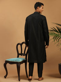 Thumbnail for Shrestha By Vastramay Men's Black Viscose Kurta, Pyjama & Dupatta Set - Distacart