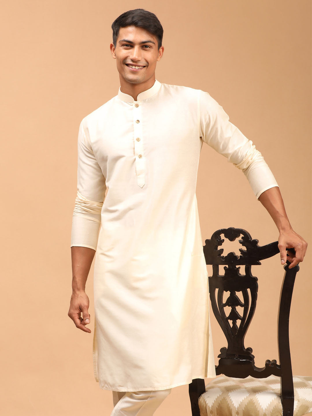 Shrestha By Vastramay Men's Cream Viscose Kurta - Distacart
