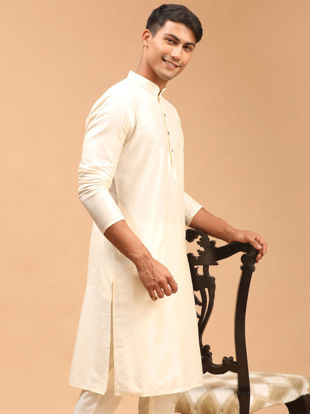 Shrestha By Vastramay Men's Cream Viscose Kurta - Distacart