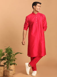 Thumbnail for Shrestha by Vastramay Men's Pink Viscose Kurta Pyjama Set - Distacart