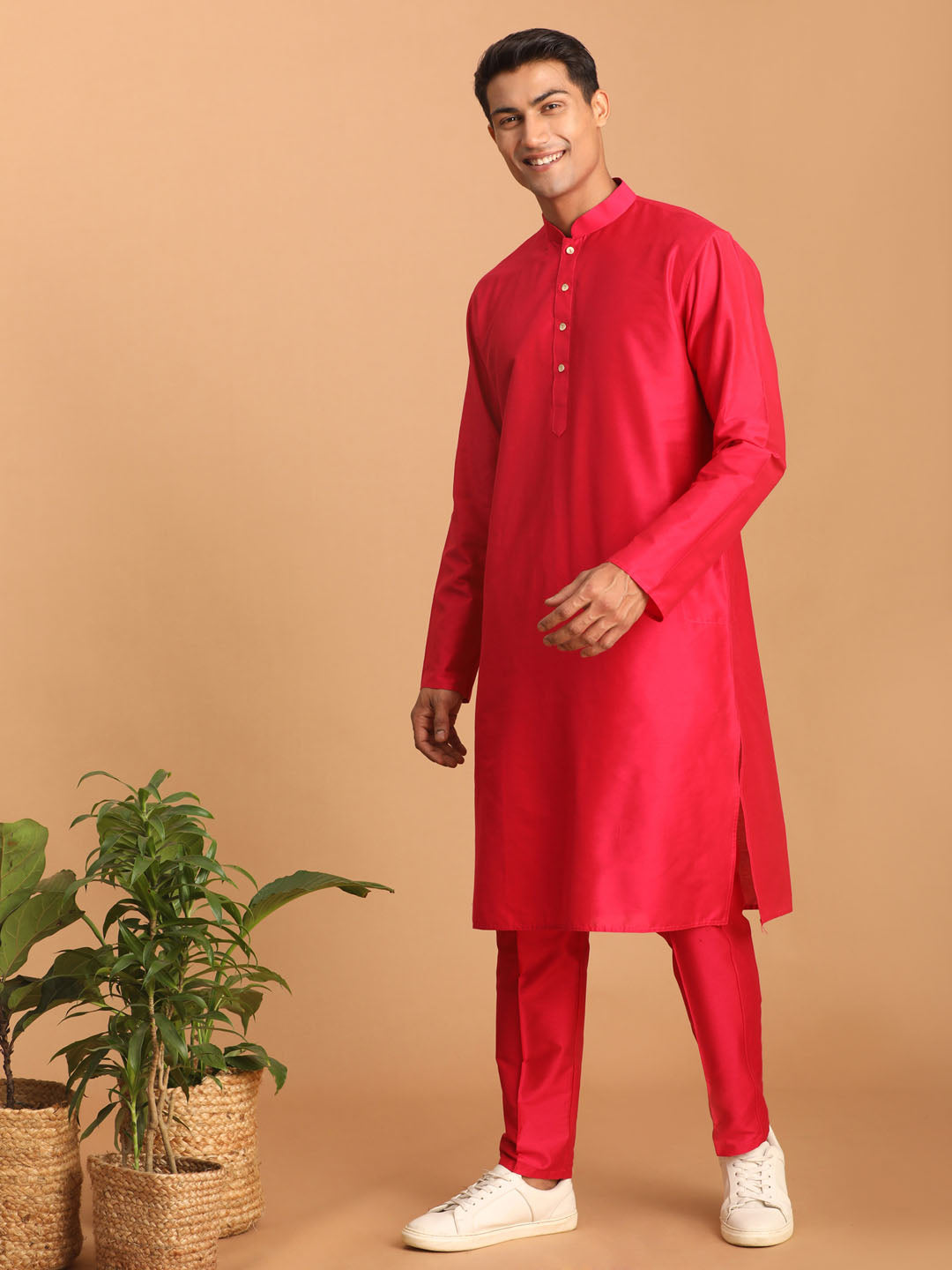 Shrestha by Vastramay Men's Pink Viscose Kurta Pyjama Set - Distacart