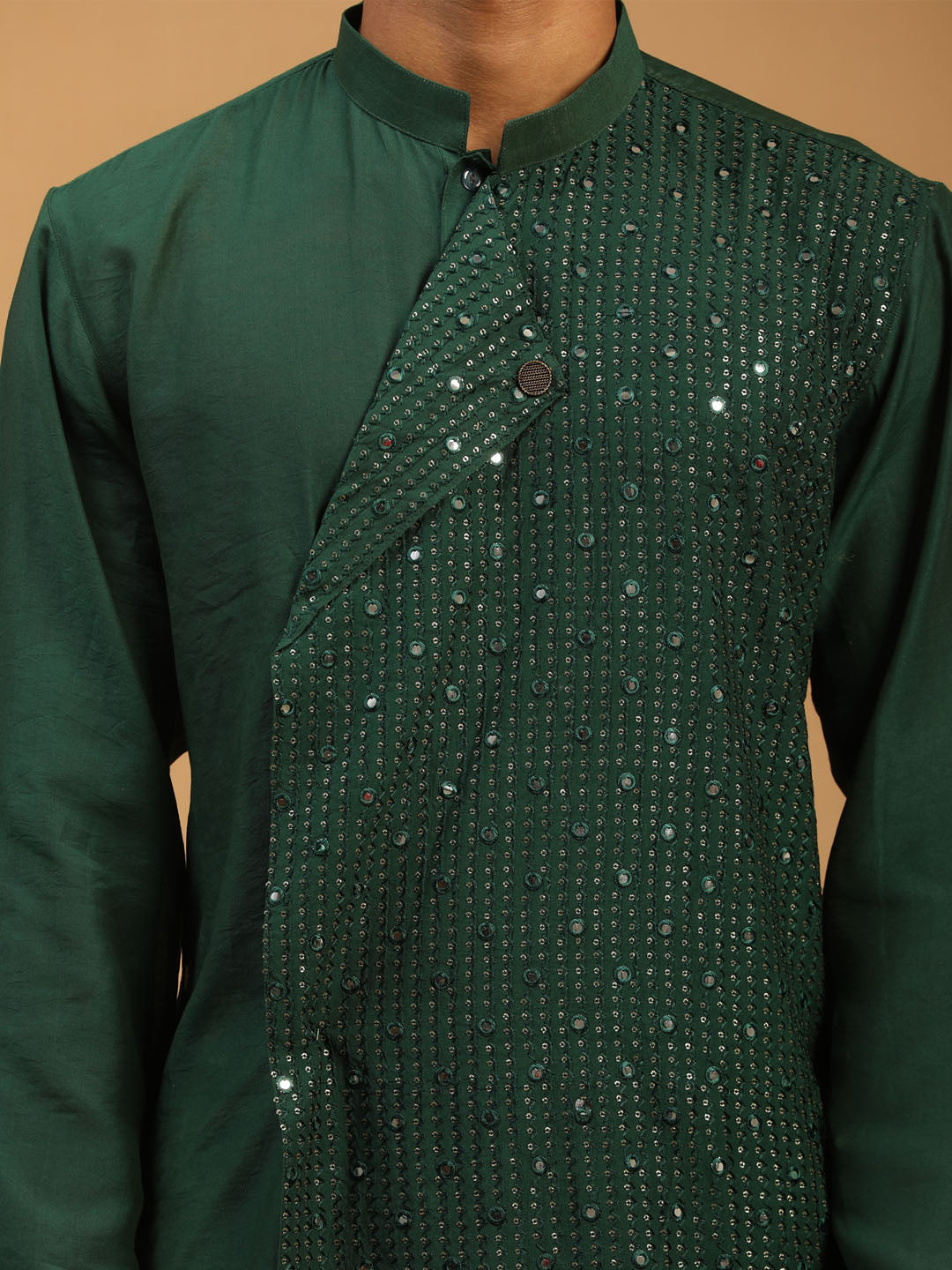 Vastramay Men's Green Cotton Blend Kurta - Distacart