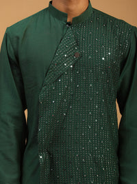 Thumbnail for Vastramay Men's Green Cotton Blend Kurta - Distacart