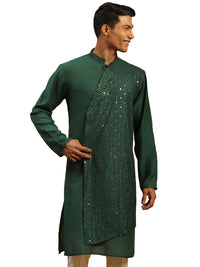 Thumbnail for Vastramay Men's Green Cotton Blend Kurta - Distacart