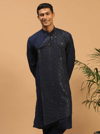 Thumbnail for Vastramay Men's Navy Blue Cotton Blend Kurta - Distacart
