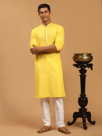 Thumbnail for Shrestha by Vastramay Men's Yellow Cotton Kurta & Pyjama - Distacart