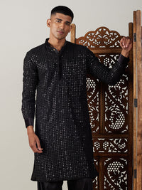 Thumbnail for Shrestha by Vastramay Men's Black Georgette Kurta - Distacart