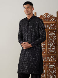 Thumbnail for Shrestha by Vastramay Men's Black Georgette Kurta - Distacart