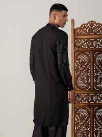 Thumbnail for Shrestha by Vastramay Men's Black Georgette Kurta - Distacart