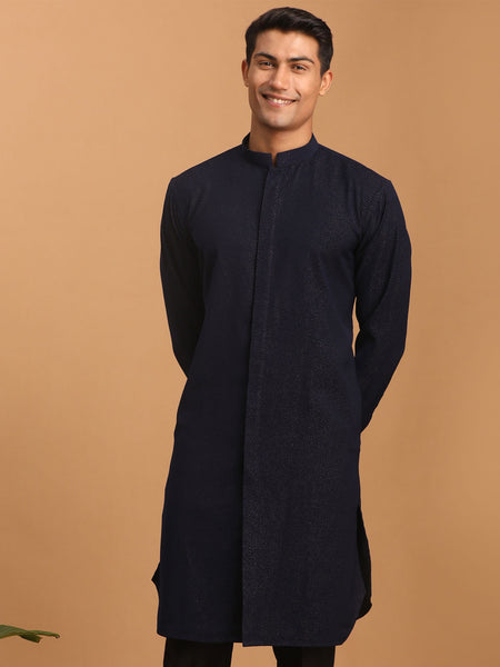 Shrestha by Vastramay Men's Navy Blue Cotton Blend Kurta - Distacart