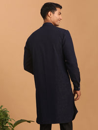 Thumbnail for Shrestha by Vastramay Men's Navy Blue Cotton Blend Kurta - Distacart