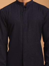 Thumbnail for Shrestha by Vastramay Men's Navy Blue Cotton Blend Kurta - Distacart